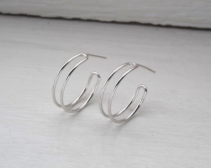 Simple half hoop, silver earrings, fine jewelry, silver jewelry, minimalist earrings, silver accessories,