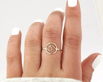 Anillo de ola, anillo minimalista de plata de ley 925.