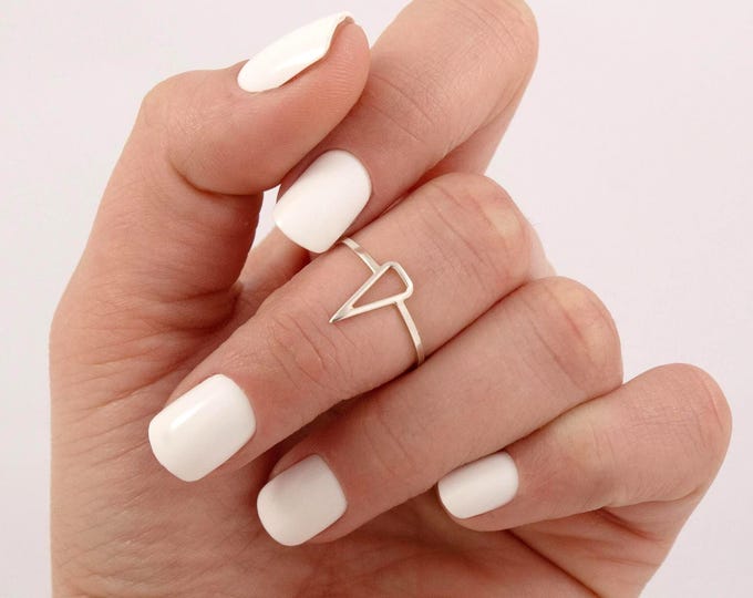 Anillo minimalista de plata de ley 925, anillo de triángulo