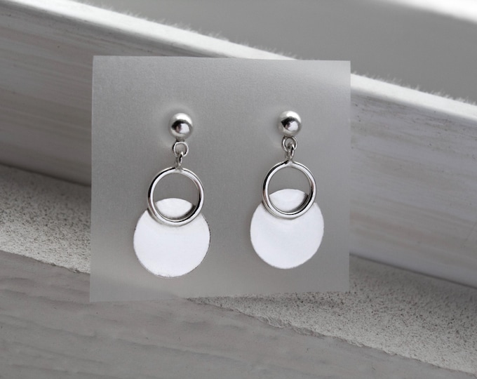 925 Silver Circle Dangle Earrings – Minimalist and Sophisticated Circular Design, Women's Earrings, Fine Jewelry, Fashion Accessories.