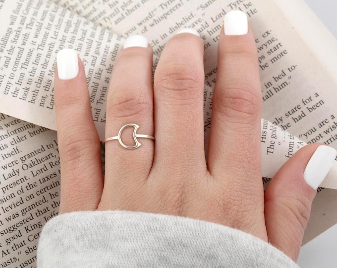 Anillo de luna de plata de ley 925