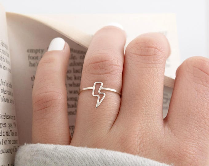 Anillo minimalista de plata de ley 925, anillo de rayo
