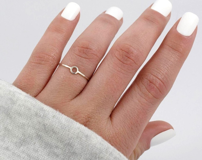 Anillo minimalista de plata de ley 925, anillo de círculo pequeño