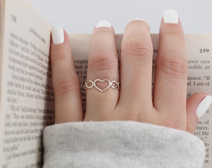 Heart and infinity ring. 925 silver ring. Minimalist ring, women's ring, bohemian ring, gift for women, promise ring