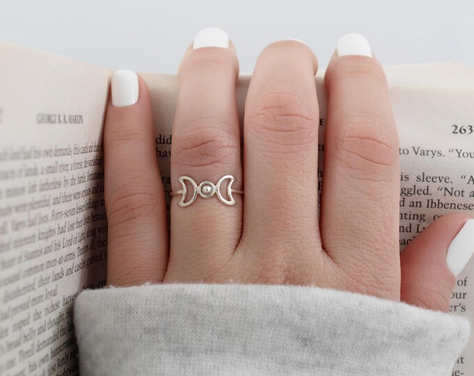 Moon and sun ring, women's ring, silver rings, gift for women, bohemian ring, magical, minimalist silver ring.