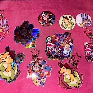TADC/The Amazing Digital Circus Inspired Keychains, Stickers and Buttons