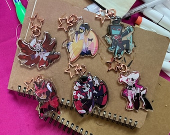 Hazbin Hotel Keychain: Alastor, Vox, Angel Dust, Adam, Lucifer and Husk