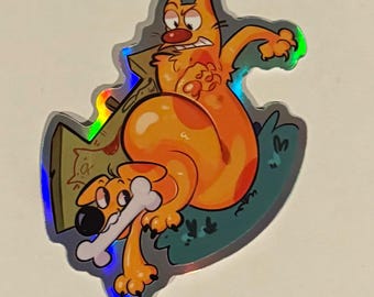 Catdog 2”5in Holo Sticker