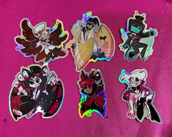 Hazbin Hotel Inspired- Husk, Vox, Angel Dust, Adam, Alastair and Lucifer Stickers