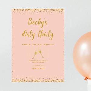Dirty Thirty Birthday Invitation, Pink and Gold 30th Birthday invitation, Turning 30, Pink and Gold Invite, 30th Birthday Invitation