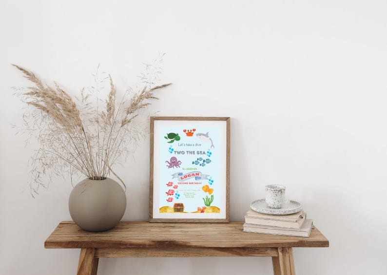 Two the Sea Under the Sea 2nd Birthday Ocean second birthday Editable 2nd birthday invitation Nautical Sealife Underwater invite