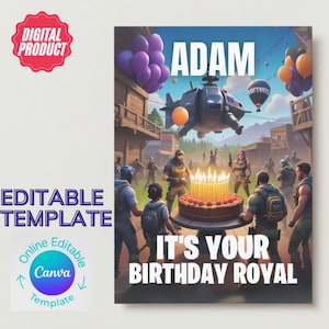 Carte d'anniversaire FN, carte d'anniversaire de joueur, carte de fête de jeu vidéo, modèle numérique modifiable, téléchargement immédiat, carte d'anniversaire imprimable, pour le numérique