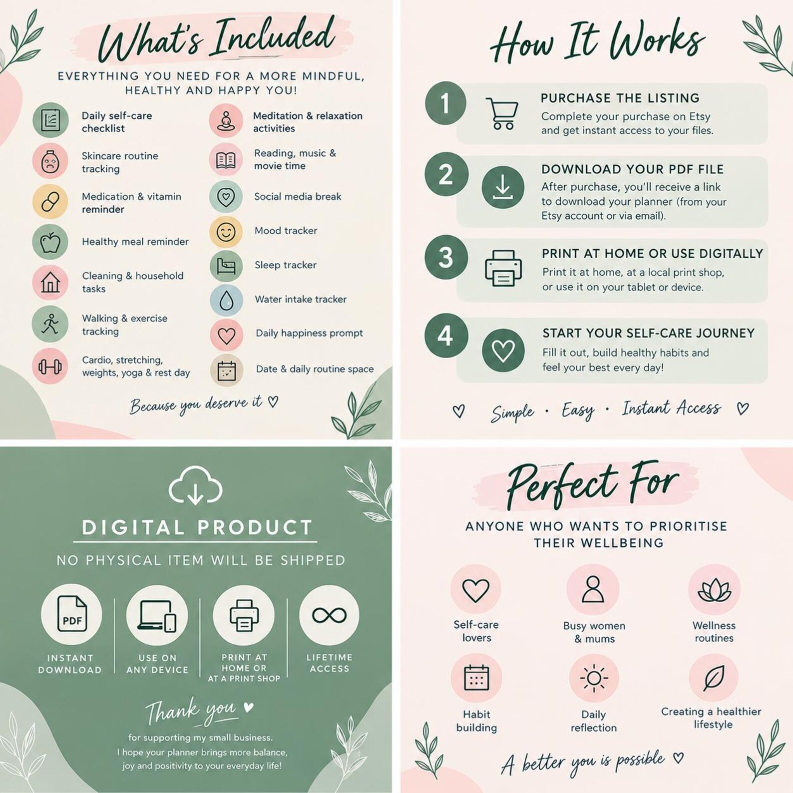 Printable Self-care Planner - Etsy