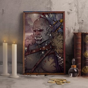 Orc Warrior Poster for print, Fantasy Poster, Orc Warrior Poster, Orc Warrior Prints, Fantasy Prints, D&D Poster, Dungeons and Dragons