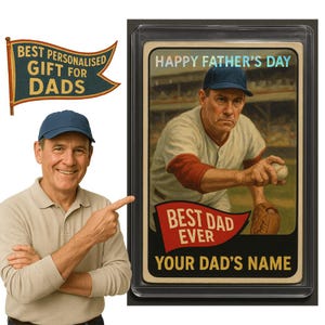 Tuo padre come giocatore di baseball - Carta da baseball vintage personalizzata - Unica per papà