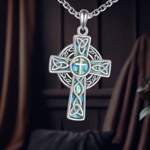 Cross Necklace 925 Sterling Silver Celtic Cross Pendant Necklace Religious Jewelry for Men  for Women
