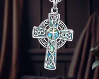 Cross Necklace 925 Sterling Silver Celtic Cross Pendant Necklace Religious Jewelry for Men  for Women