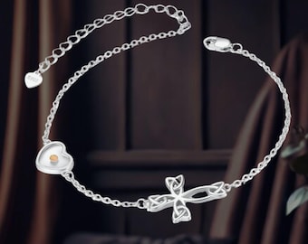 Cross Bracelet 925 Sterling Silver Mustard Seed Bracelet Faith Christian Jewelry Gifts for Women