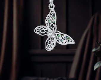 Butterfly Pendant Necklace 925 Sterling Silver Butterfly Jewelry for Women
