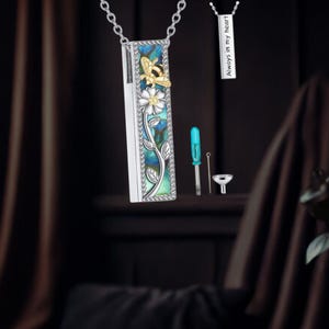 Flower And Bee Urn Necklace With Filler Kit 925 Sterling Silver Cremation Jewelry For Women