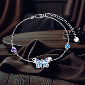 Butterfly  Chain Bracelet for Women Girls 925 Sterling Silver Butterfly Jewelry for Women