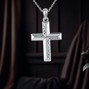 Filigree Cross Necklace 925 Sterling Silver Cross Pendant Jewelry Christian Gifts for Women