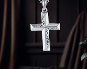 Filigree Cross Necklace 925 Sterling Silver Cross Pendant Jewelry Christian Gifts for Women