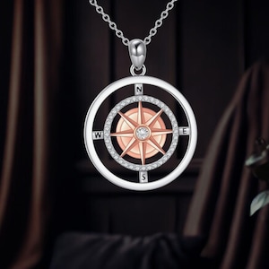 Compass Necklace 925 Sterling Silver Compass Necklace For Women
