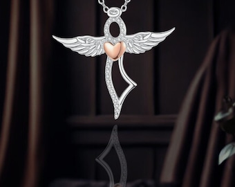 Angel Wings Necklace 925 Sterling Silver Guardian Angel Jewelry for Women