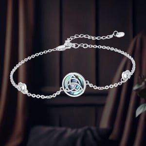 Pulseira de nó celta Trinity para mulheres e meninas, joias celtas de prata esterlina 925 para mulheres