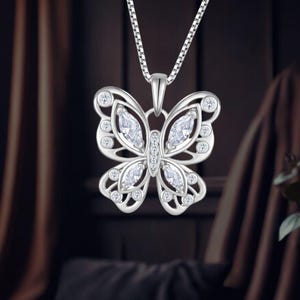 Butterfly Necklace 925 Sterling Silver Cubic Zirconia Butterfly Necklace For Women