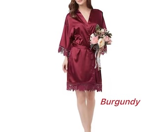 Burgundy Robes / Bride Squad Robes / Robes In Australia / Burgundy Satin Robes / Maid of Honour Robes / Personalised Robes / Dark Red Robe