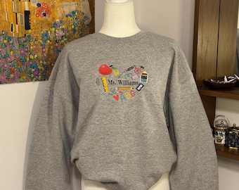 Teacher Themed - Embroidered Sweatshirt