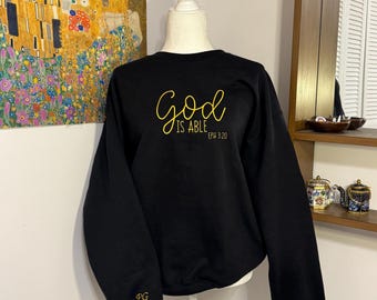 God is Able Embroidered Sweatshirt