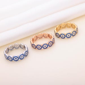 Evil Eye Ring: Gold Plated Protection Jewelry, Stackable Ring