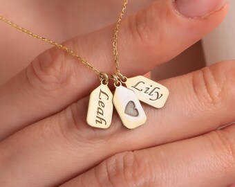 Sterling Silver Initial Tag Necklace, Personalized Name Pendant