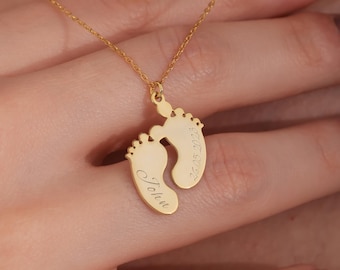 Personalized Baby Footprint Necklace: Custom Engraved Keepsake Jewelry