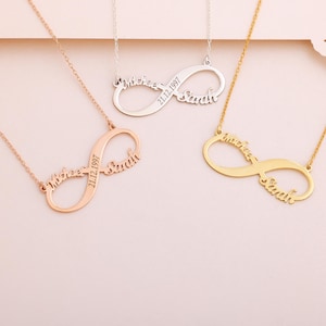 Collier infini personnalisé : nom personnalisé gravé bijoux