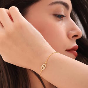 Eye Bracelet Custom, 14K Gold Plated Evil Eye Bracelet, Silver Evil Eye Bracelet Women, Good Luck Eye Charm, Blue Evil Eye Bracelet Kids
