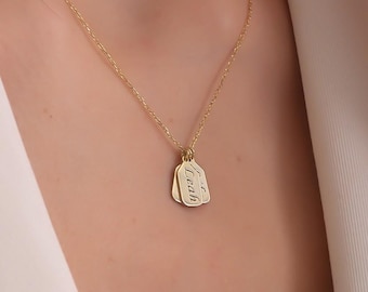 Sterling Silver Initial Tag Necklace, Personalized Name Pendant