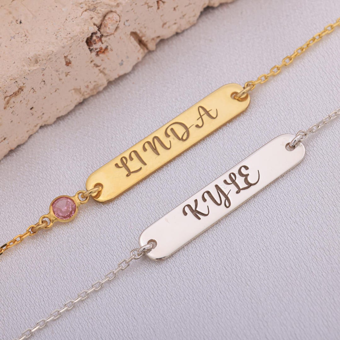 Emryn Name Bracelet with Cylindrical Bar Engraving main image 1