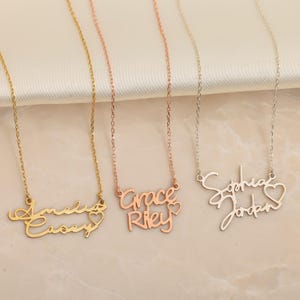 Personalized Two Name Necklace Custom Double Name Necklace Personalized Double Heart Name Necklace Silver Name Pendant Girlfriend Gift Idea