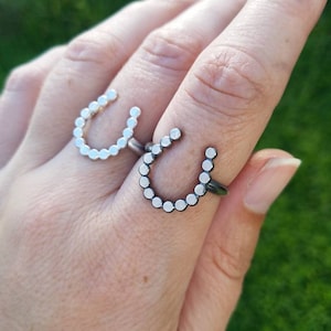 Sterling Silver Horseshoe Ring -- Just a Little Luck -- Bright or Oxidized Silver