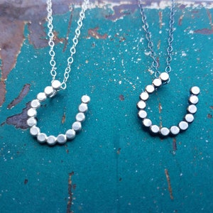 Tiny Sterling Silver Horseshoe Necklace -- Just a Little Luck -- Handcrafted -- Bright or Oxidized Silver