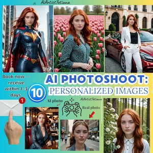 Custom AI Portrait. AI Photoshoot. 10 Photos by Ai photographer. Unique customportrait. Fast photo shoot. Ai images any style by ai creator