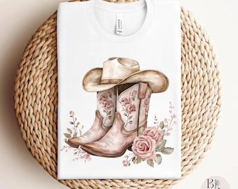 Camisa vaquera con estampado floral / Camiseta vaquera bohemia estilo western para mujer / Top vaquera estilo country chic / Camisa vintage con estética rodeo / Camisa vaquera de moda