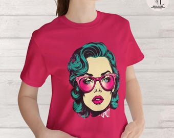 Camiseta gráfica Neon Babe / Camiseta retro pop art