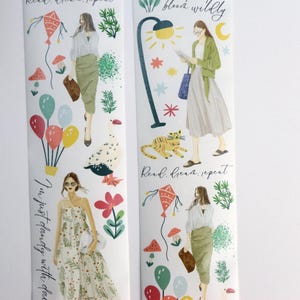 Floral Girl Washi Tape- Casual Fashion Girl Washi Tape- Lifestyle Journal Deco