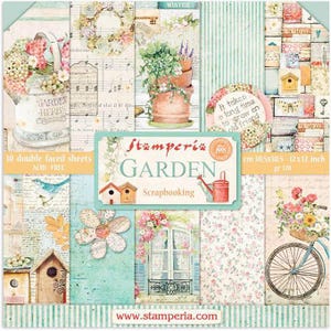 Stamperia Garden Pad- Scrapbook Paper pad- Scrapbook Paper Pad for Scrapbooks, Albums, Card Making- Bullet Journalling