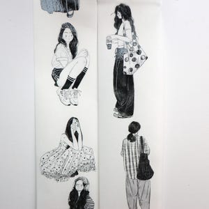 Schwarz-weiße Casual Fashion Girls – Street Lifestyle Washi Tape Aufkleber von Girls – Street Lifestyle Journal Deco – Fashion Girls Aufkleber